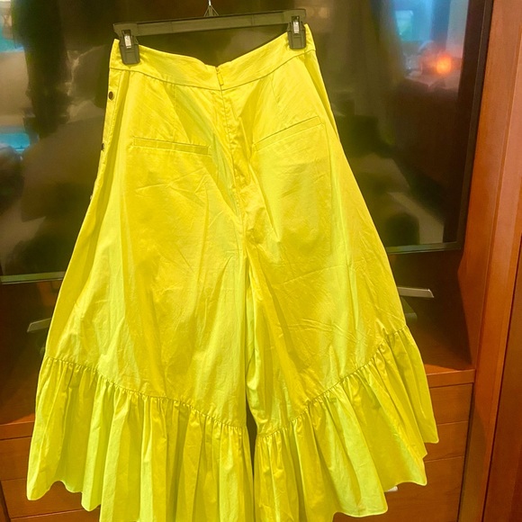 NWT Tibi Size 4 Cotton Poplin Tech Flare Culotte Pant w Ruffle & side snap - Picture 4 of 9